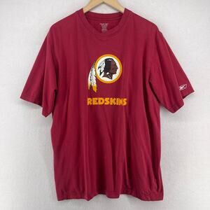 WASHINGTON REDSKINS Shirt Mens XL REEBOK NFC Native American Football Cotton Red